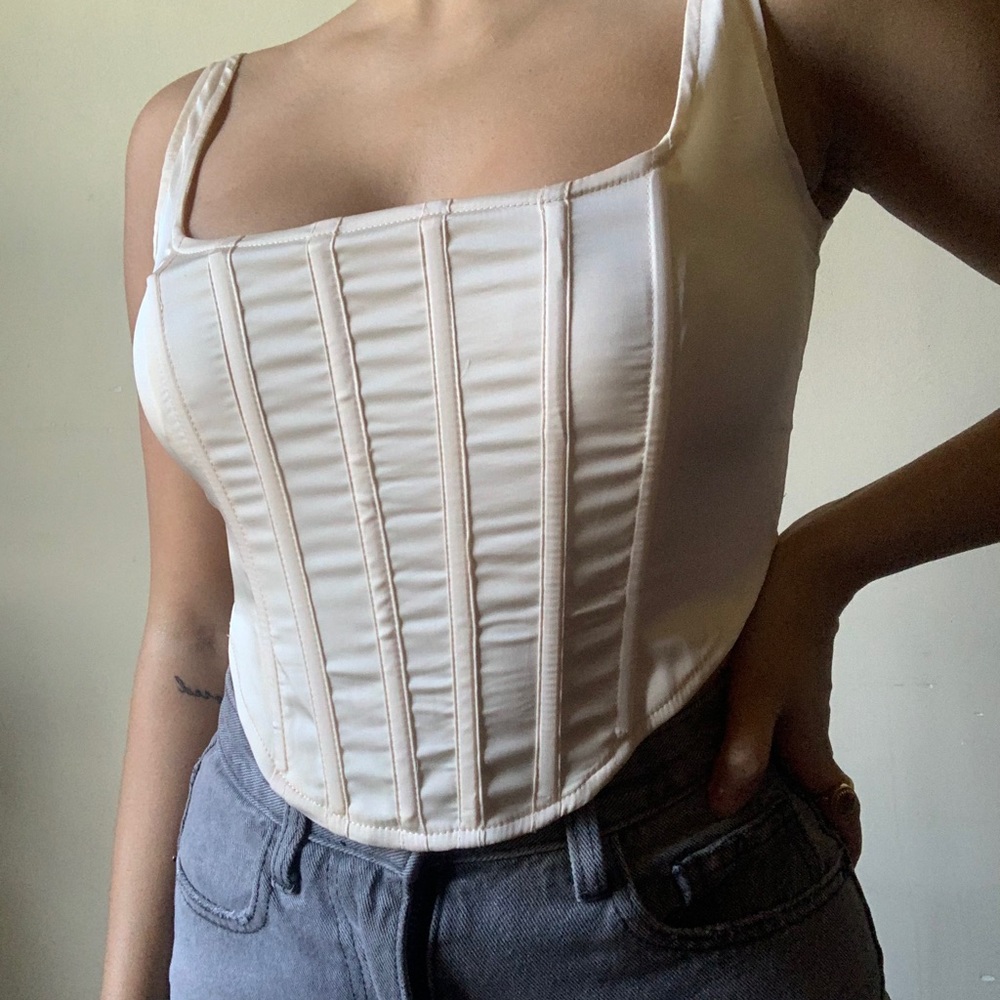 cream/yellow corset top